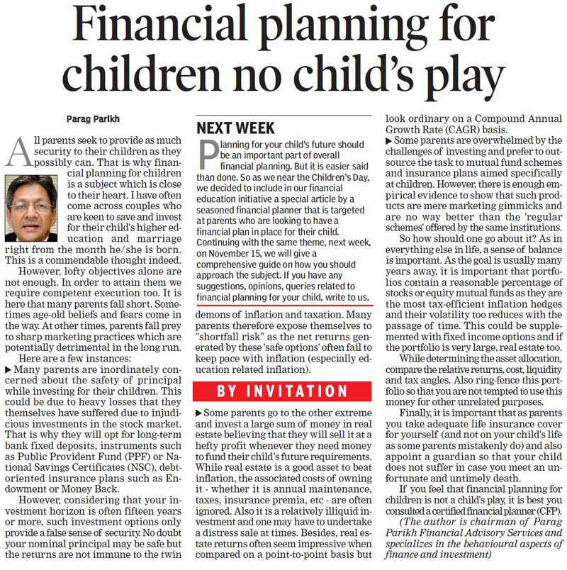 Financial Planning for children - No child's play