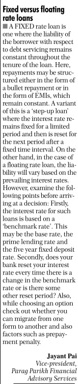 Fixed versus floating rate loans - Jayant Pai