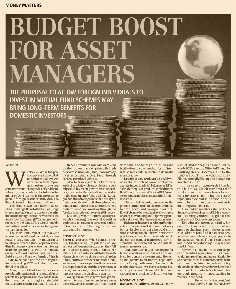  Budget boost for asset managers - Jayant Pai