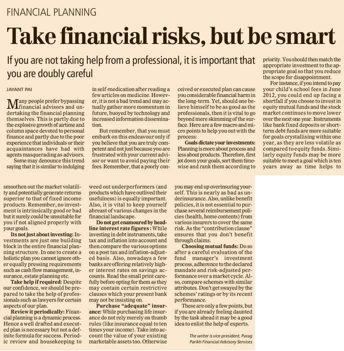 'Take financial risks, be smart