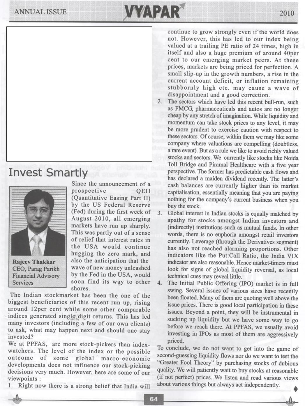 Invest Smartly: Rajeev Thakkar